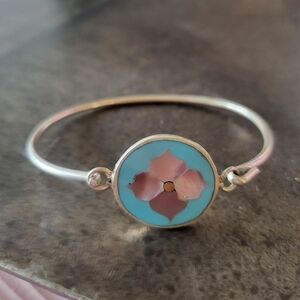German Silver Floral Enamel Bracelet